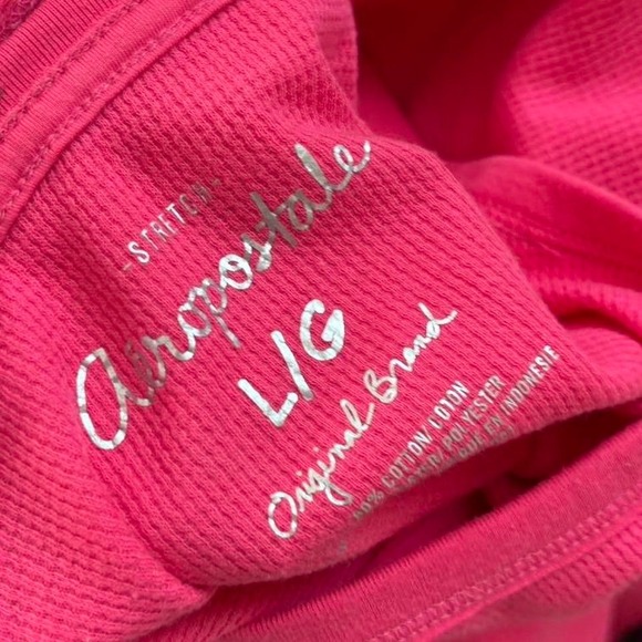y2k aeropostale pink sequin logo waffle knit top size L - Picture 2 of 7